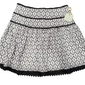 Black and White Patterned A-Line Skirt